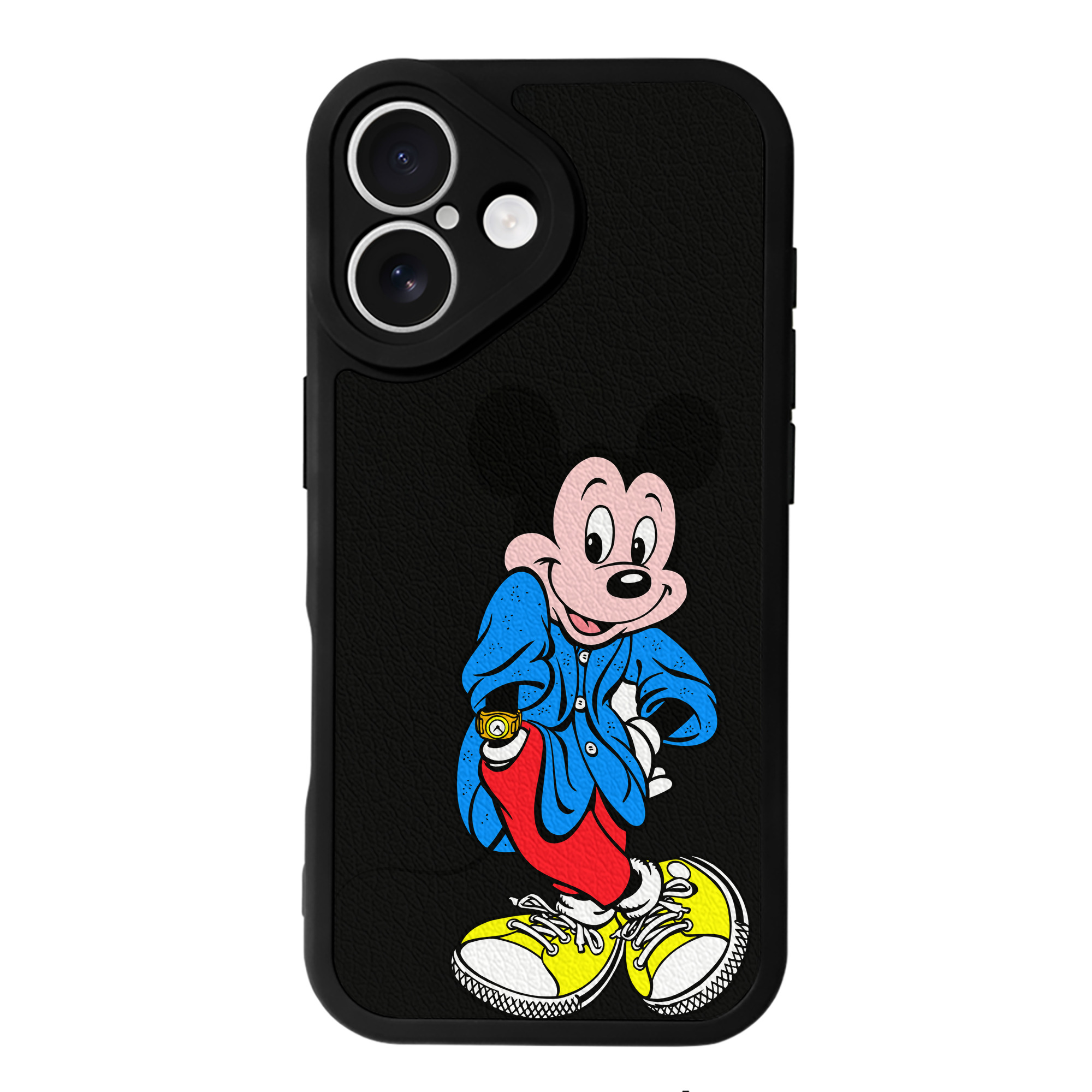 （画像用） ミッキーマウス Mickey Mouse 【iPhone 16シリーズ対応】シリコンスマホケース（レザー調） 材質：シリコン